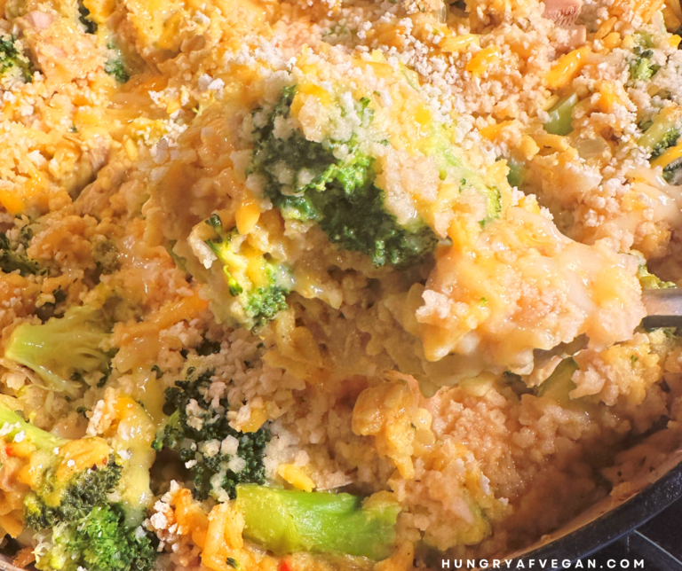 Vegan Broccoli & Rice Chicken Casserole